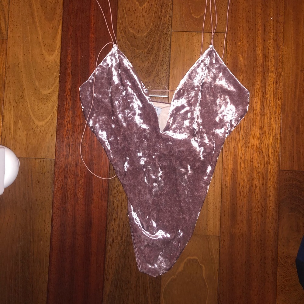 Purple velvet bodysuit